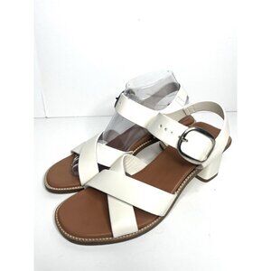 Everlane The Italian Leather Block Heel Sandals in Off White Size 7H (7.5 M)